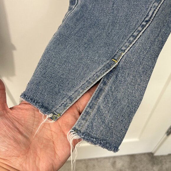 AMO Size 29 Blue Twist Heartbreaker Ankle Slim Straight Fray Hem Jeans - Picture 9 of 16